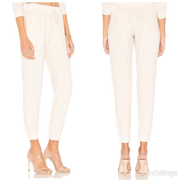 YOUNG FABULOUS & BROKE Velvet Ollie sweat Pant In Solid Cream color size L - Picture 1 of 7